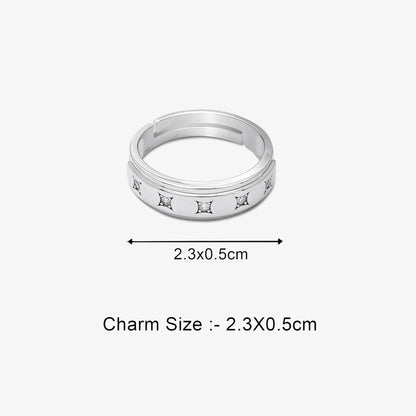 CZ Studded Starlight Silver Ring for Women - Tweov Jewels