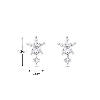 Flower Design Silver Stud Earrings for Women - Tweov Jewels