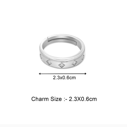 Facet Frame Couple Rings for Men & Women – 925 Sterling Silver Rhodium Plated