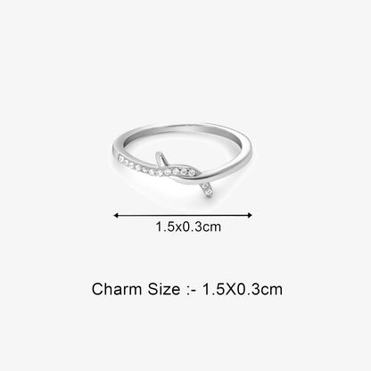 CZ Studded Silver Knot Finger Ring for Women - Tweov Jewels