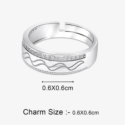 CZ Wave Band Ring For Men - Tweov Jewels