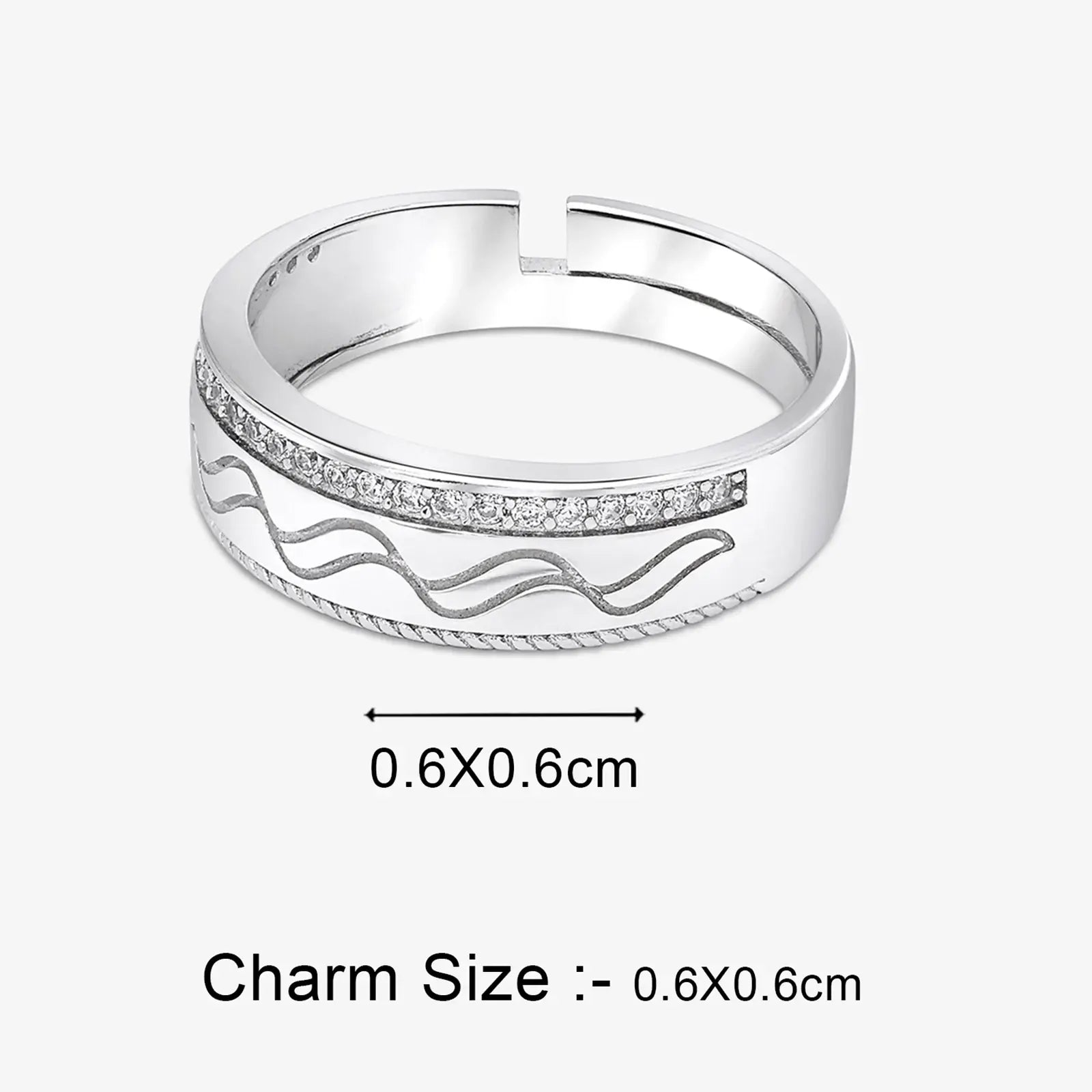 Wave & Braid Band Ring for Men & Women – 925 Sterling Silver Rhodium Plated