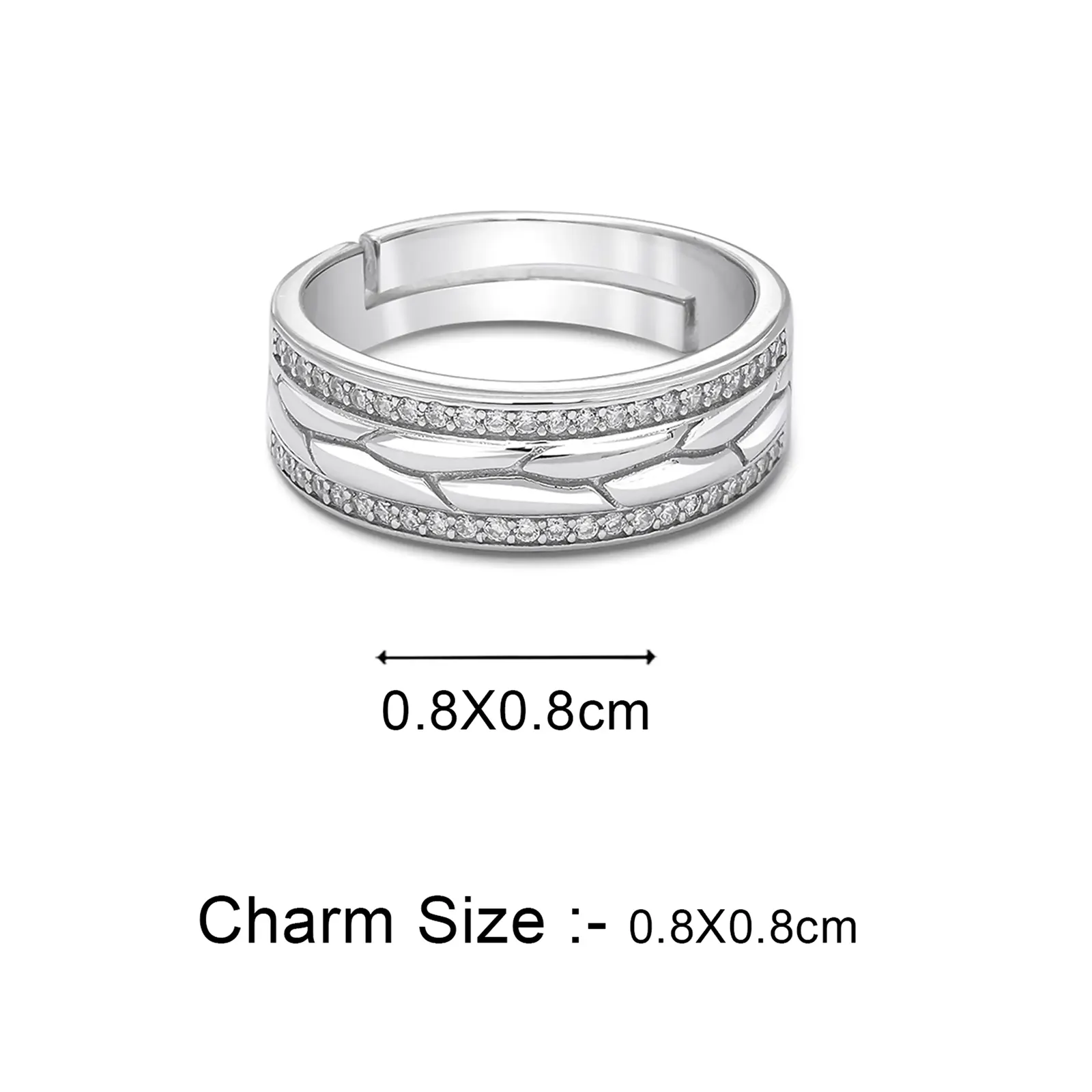 Dual Layered CZ Silver Ring for Men
