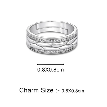 Dual Layered CZ Silver Ring for Men
