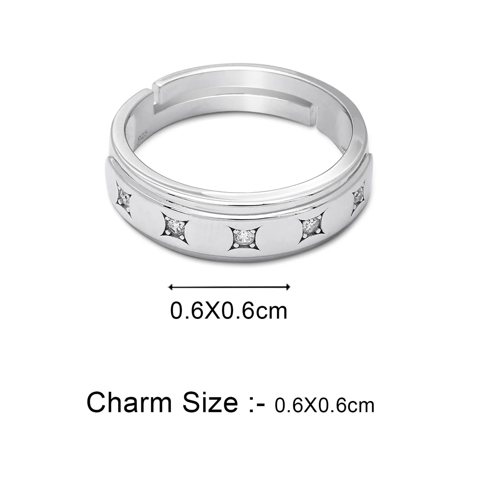 CZ Studded Starlight Silver Ring for Men