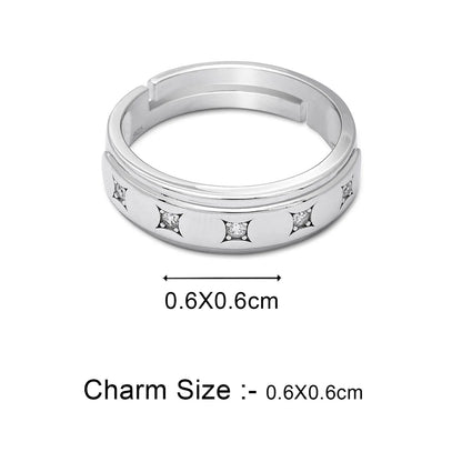 CZ Studded Starlight Silver Ring for Men