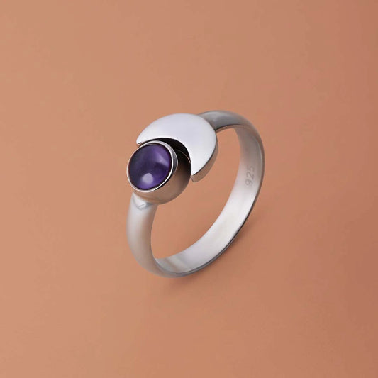 Pure Silver Ring - Made With Lunar Brilliance Amethyst - Tweov Jewels