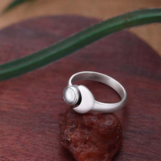 Pure Silver Ring - Moonbeam Glow With White Pearl - Tweov Jewels