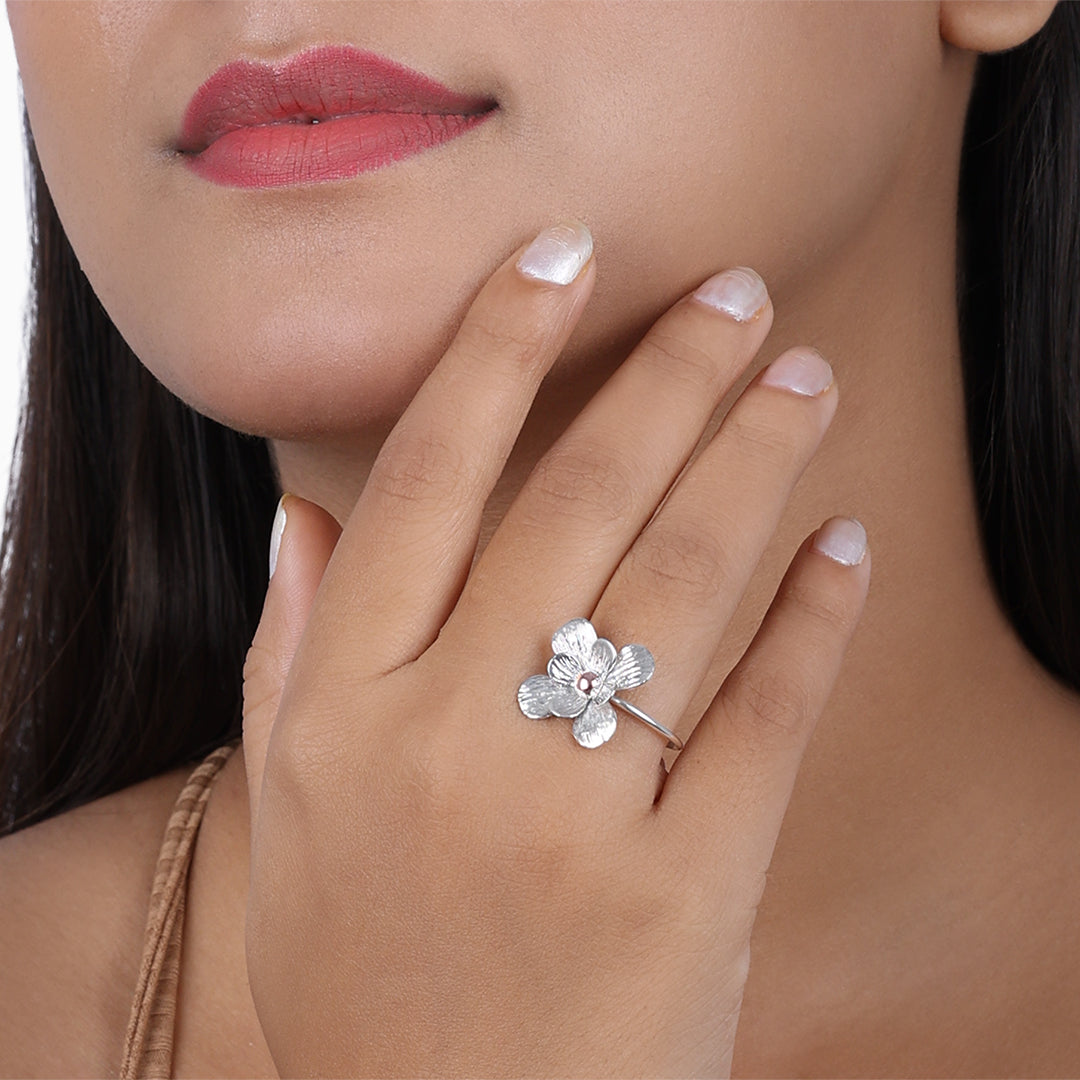 Pure Silver Ring - Four-Leaf With Clover Shape - Tweov Jewels