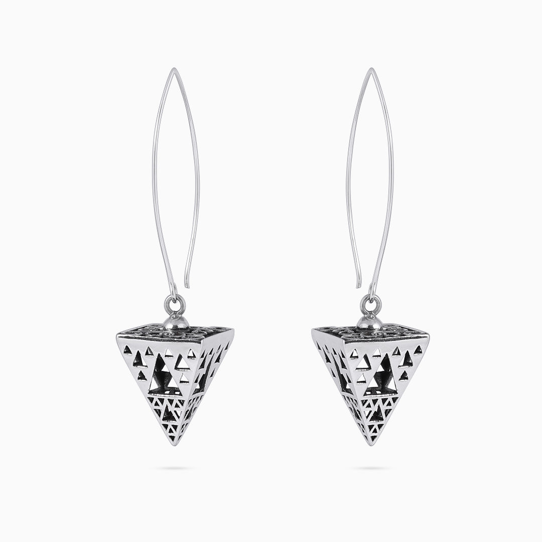 Pure Silver Earrings - Ethnic Glistening Triad - Tweov Jewels