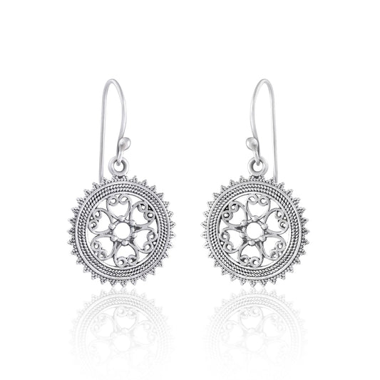 Mini Mandala Design Silver Earrings - Tweov Jewels