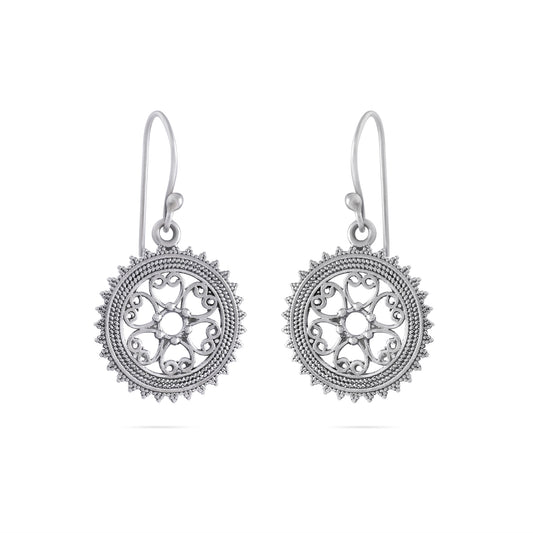 Mini Mandala Design Silver Earrings - Tweov Jewels