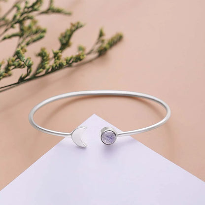 Buy Pure 925 Silver Bracelet with Moonstone Opening Sun Moon Design