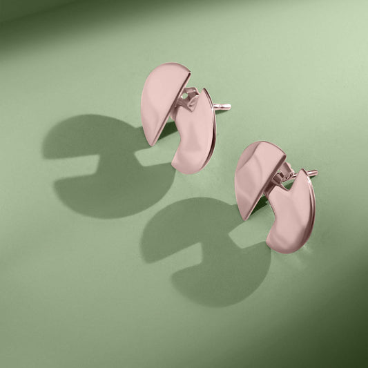 Pure Silver Earrings - 3 in 1 Rose Gold Dome Shaped Stud - Tweov Jewels