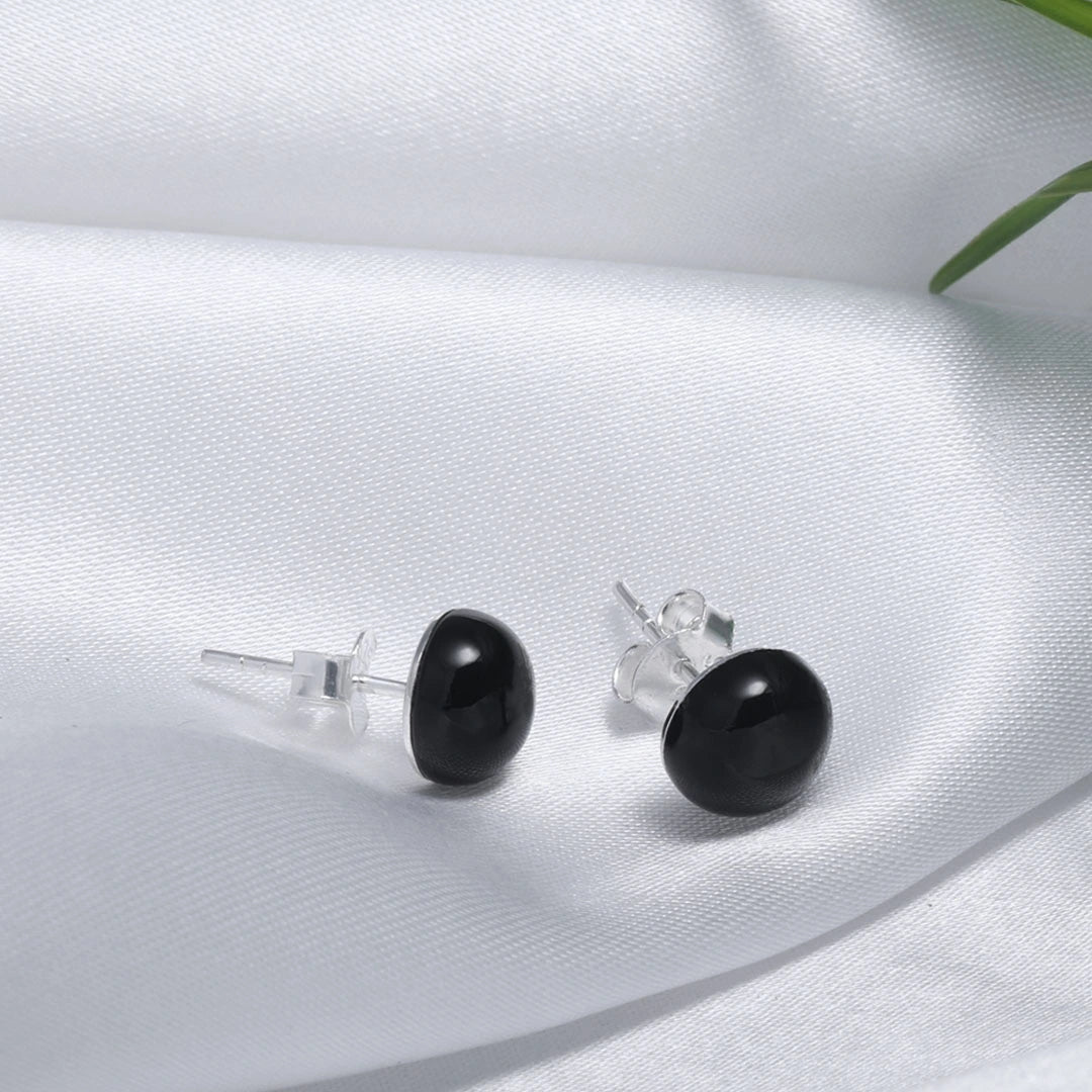 Pure Silver Earrings - Ebony Nightfall Pearl - Tweov Jewels