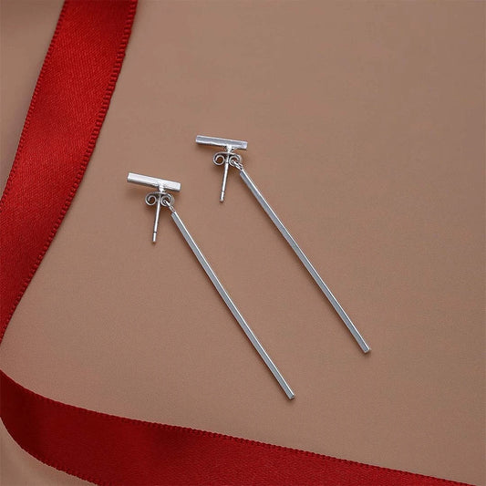 Pure 925 Silver Earrings - Toned Long Drop Model - Tweov Jewels
