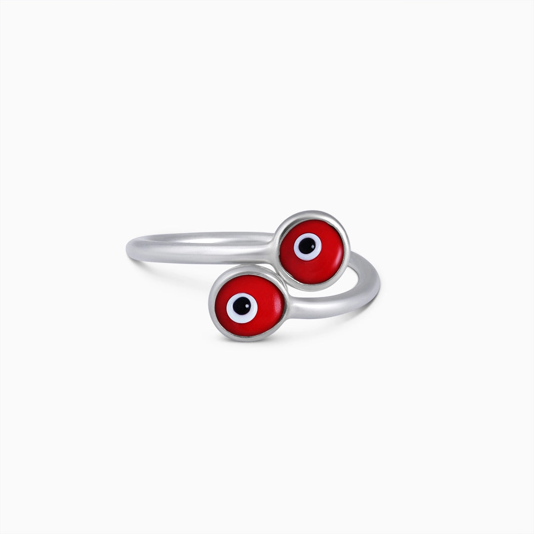 Pure Silver Ring - Fearless Red Evil Eye Stone - Tweov Jewels