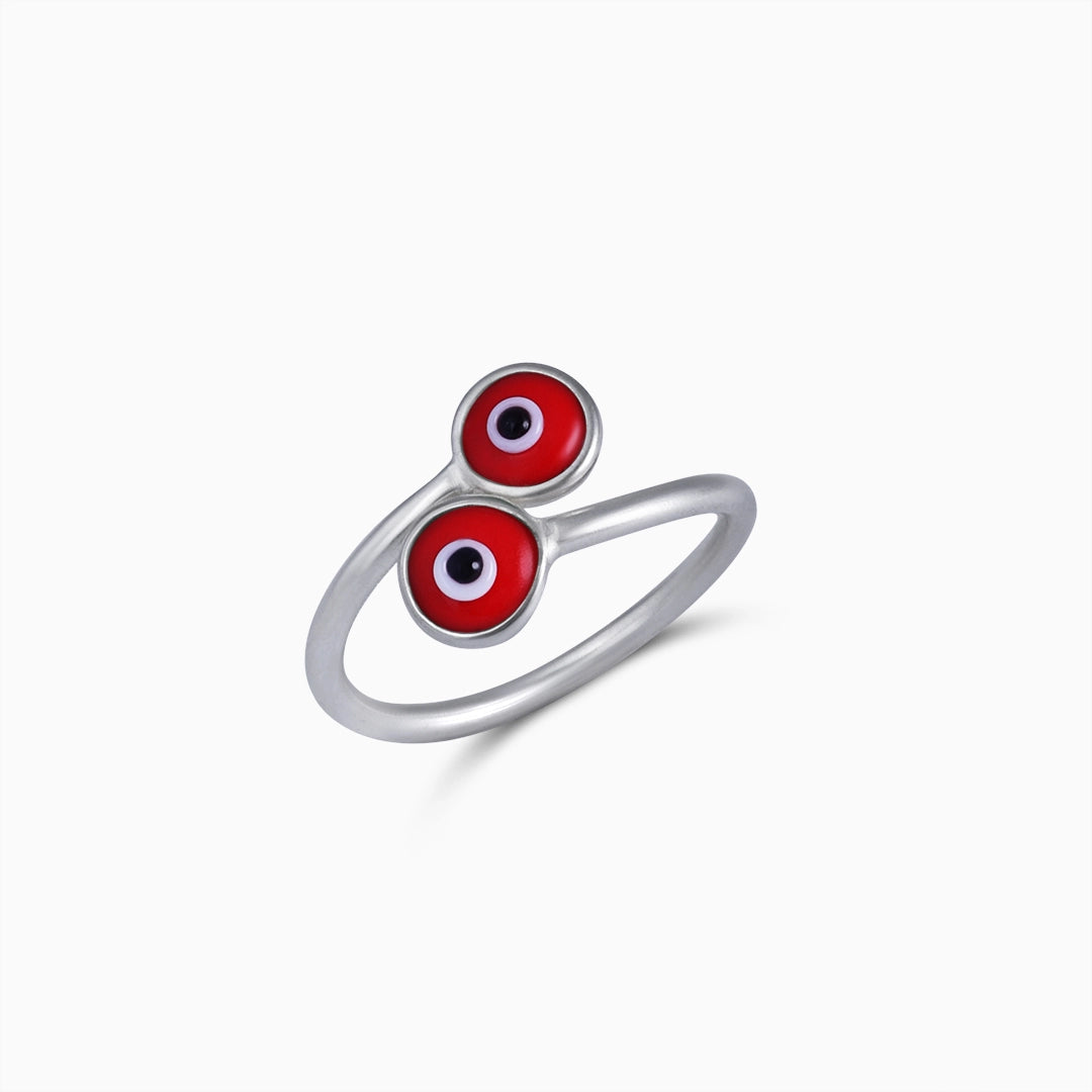 Pure Silver Ring - Fearless Red Evil Eye Stone - Tweov Jewels