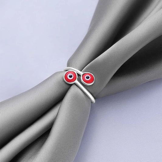 Pure Silver Ring - Fearless Red Evil Eye Stone - Tweov Jewels