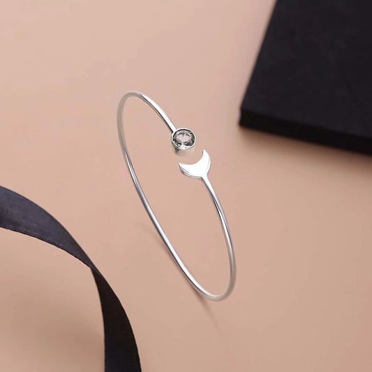 Pure Sterling Silver Lunar Crescent Moon and Sun with Round Zircon Bracelet - Tweov Jewels