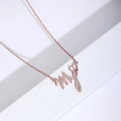 My Heart Rose Gold Silver Necklace - Tweov Jewels