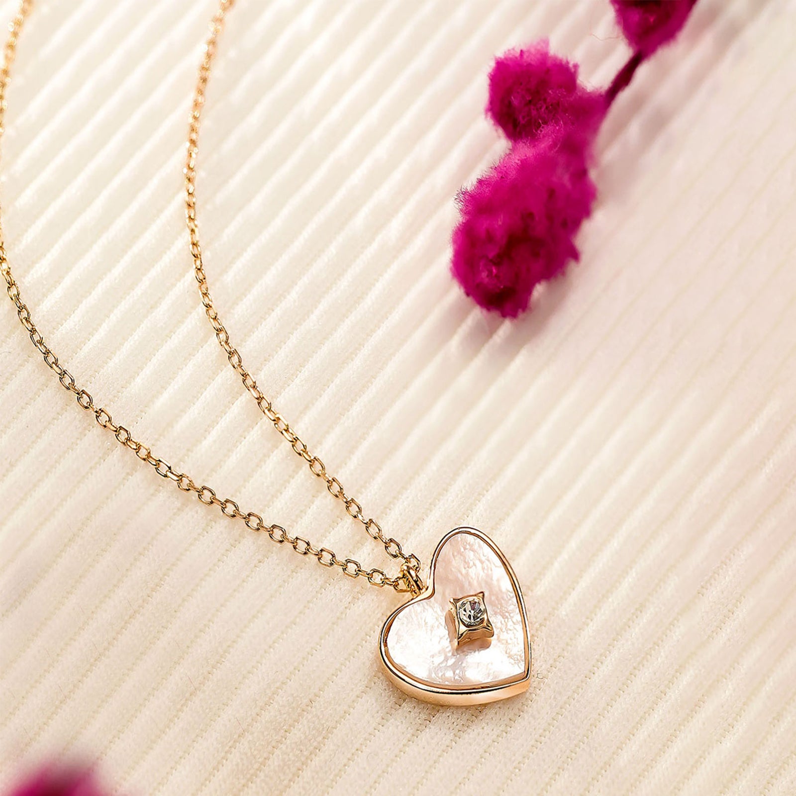 Cubic Zirconia Heart Pendant Necklace for Women – 925 Sterling Silver Rose Gold Plated - Tweov Jewels