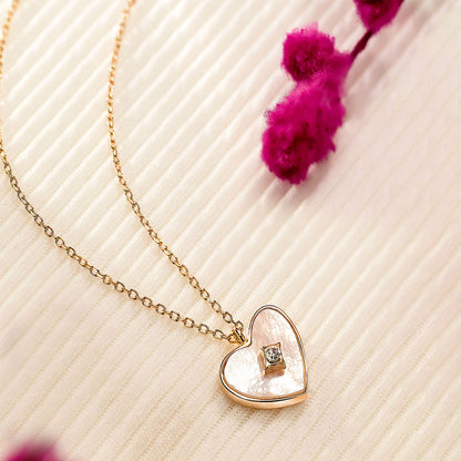 Cubic Zirconia Heart Pendant Necklace for Women – 925 Sterling Silver Rose Gold Plated - Tweov Jewels