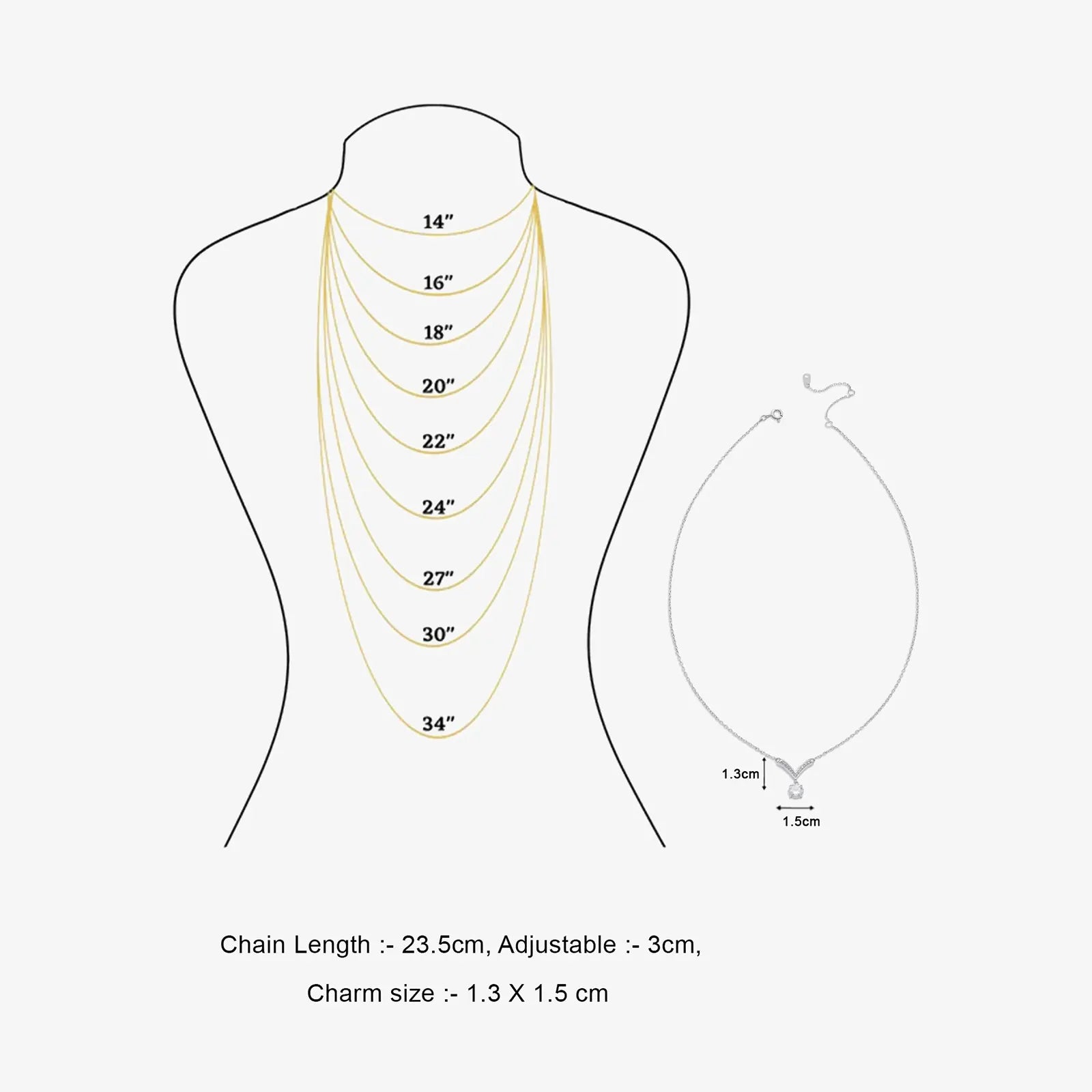 CZ Studded V-Shaped Silver Necklace - Tweov Jewels
