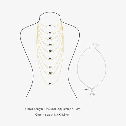 CZ Studded V-Shaped Silver Necklace - Tweov Jewels