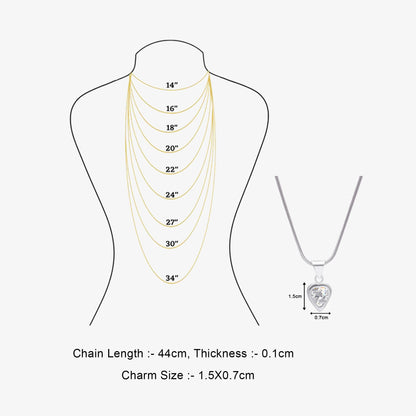 CZ Bezel Set Heart Pendant Chain For Girls – 925 Sterling Silver Rhodium Plated