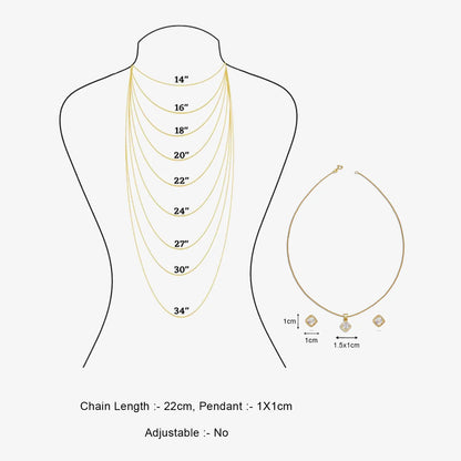 Gold Plated Square Cut AD Silver Pendant & Earrings Set