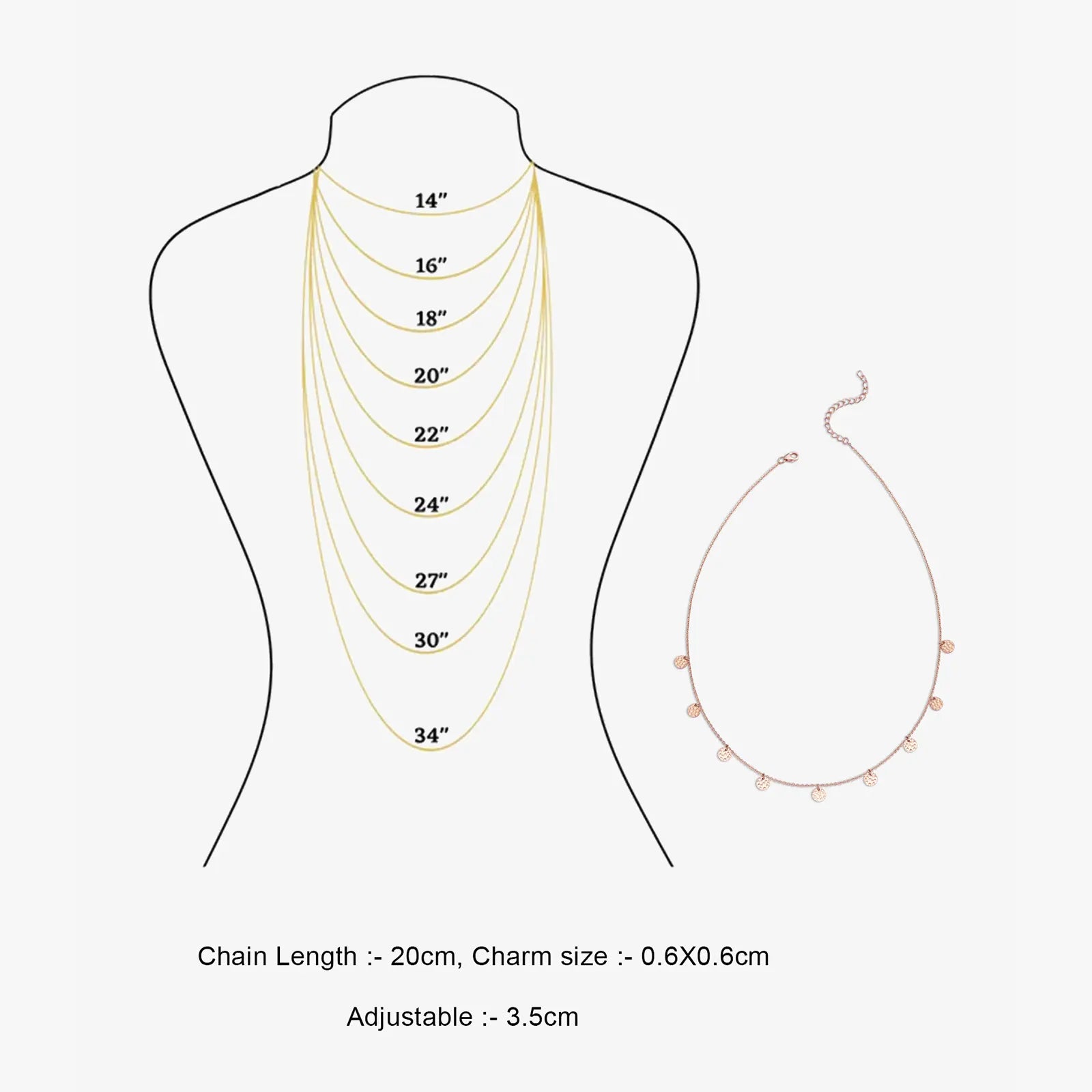 Rose Gold Plated Circular Charm Rope Chain - Tweov Jewels