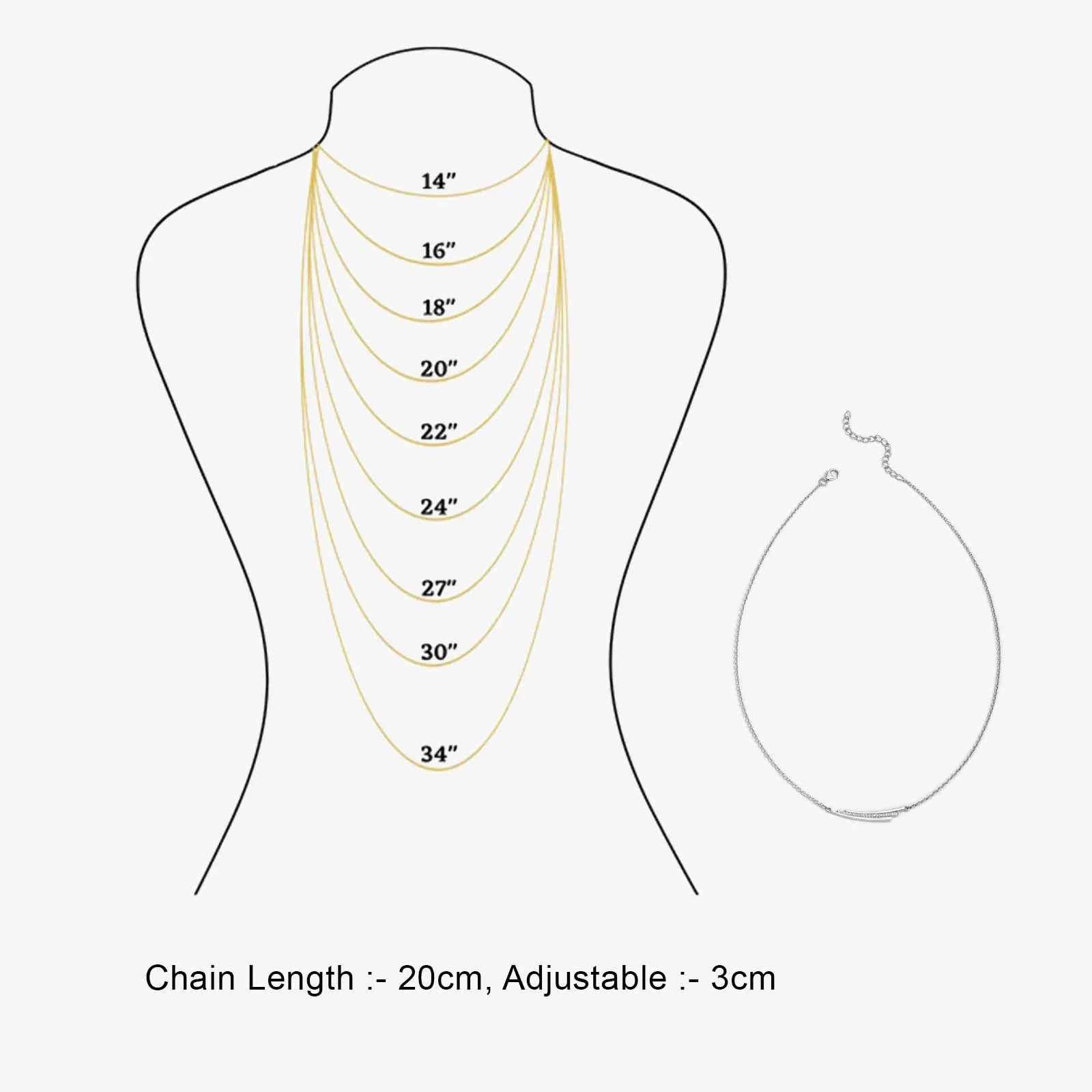 CZ Layered Swing Silver Necklace - Tweov Jewels
