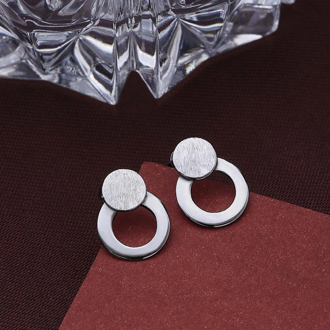 Pure Silver Studs - Round Scratch Finish - Tweov Jewels