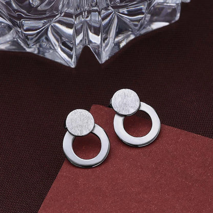 Pure Silver Studs - Round Scratch Finish - Tweov Jewels