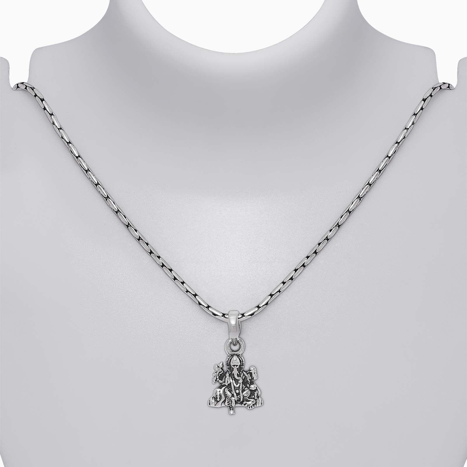 Oxidized Silver Ganesh Pendant - Tweov Jewels