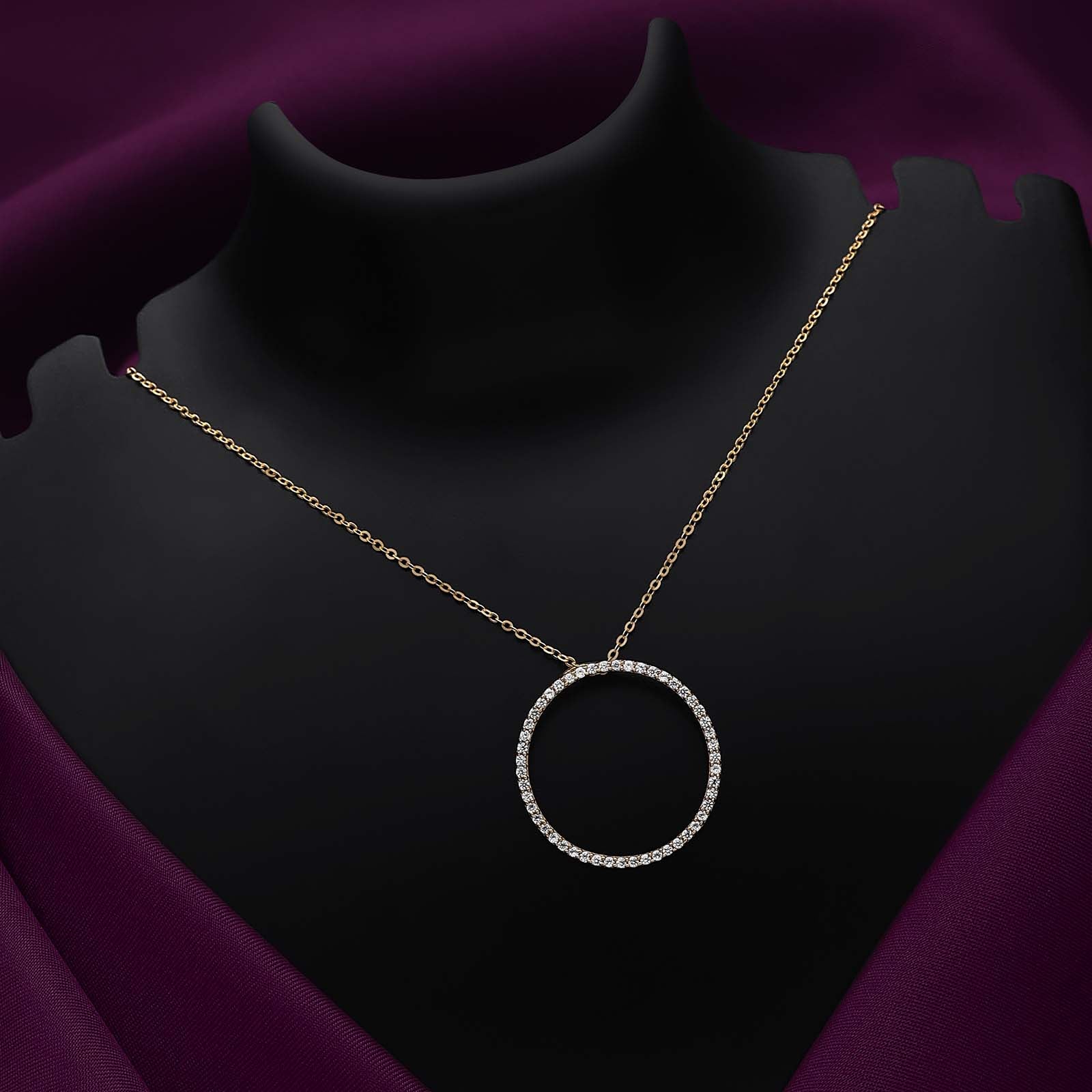 Pure Silver Necklace - Round Rich CZ Pendant Design - Tweov Jewels