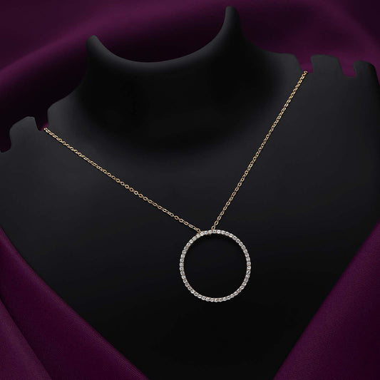 Pure Silver Necklace - Round Rich CZ Pendant Design - Tweov Jewels