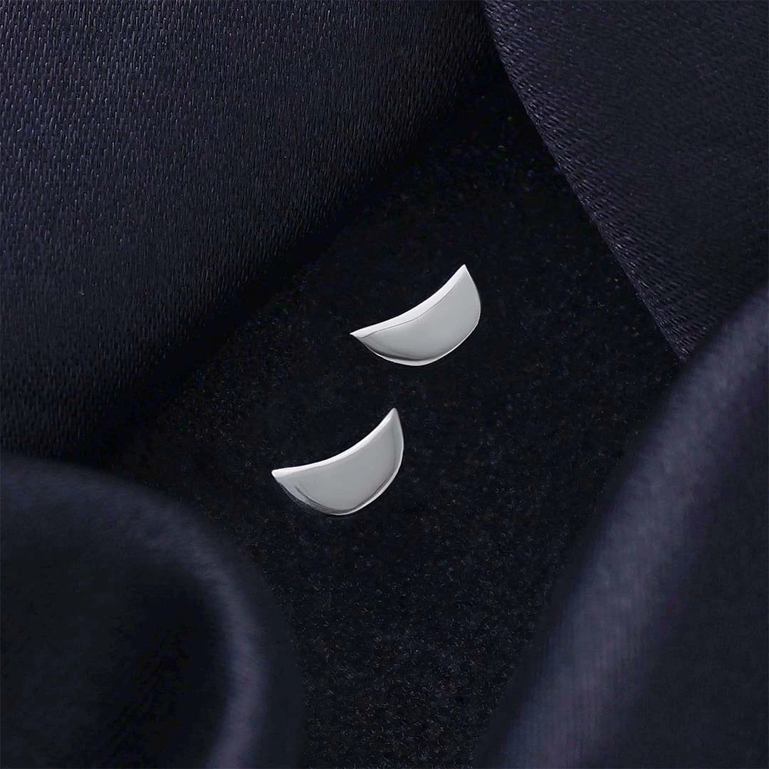 Pure Silver Stud - Half Moon With Matte Finish - Tweov Jewels