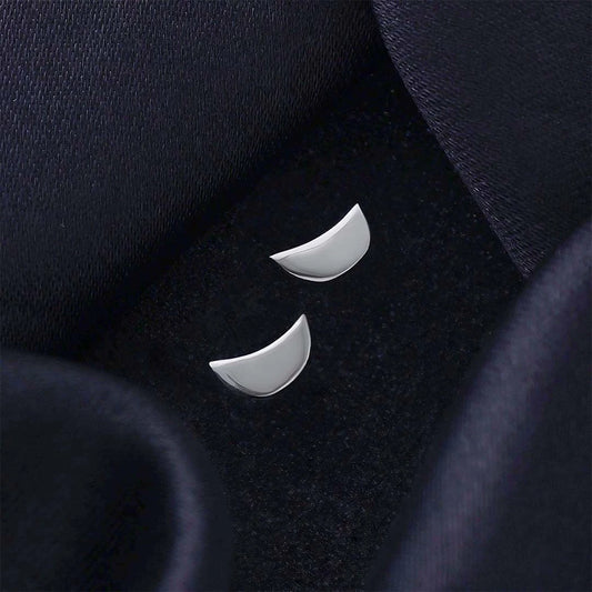 Pure Silver Stud - Half Moon With Matte Finish - Tweov Jewels