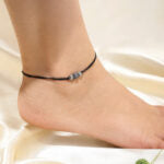 925 Sterling Silver Oxidized Ball Thread Anklet. - Tweov Jewels
