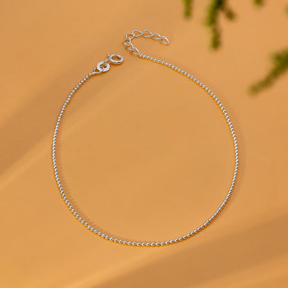 Pure 925 Sterling Silver Simple Ball Beads Anklet for Women - Tweov Jewels