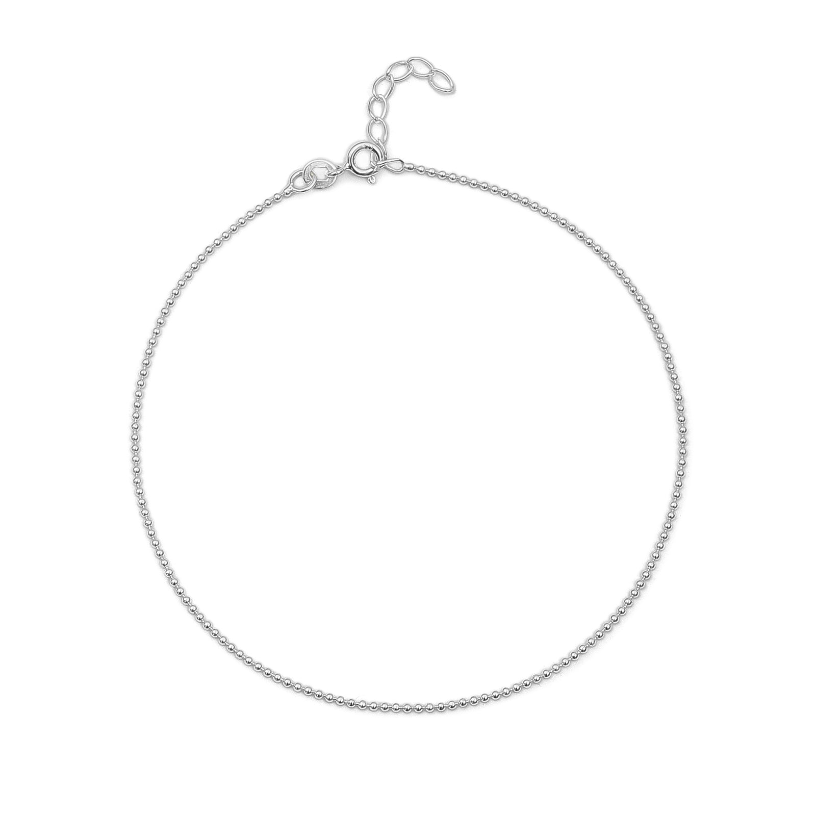 Pure 925 Sterling Silver Simple Ball Beads Anklet for Women - Tweov Jewels
