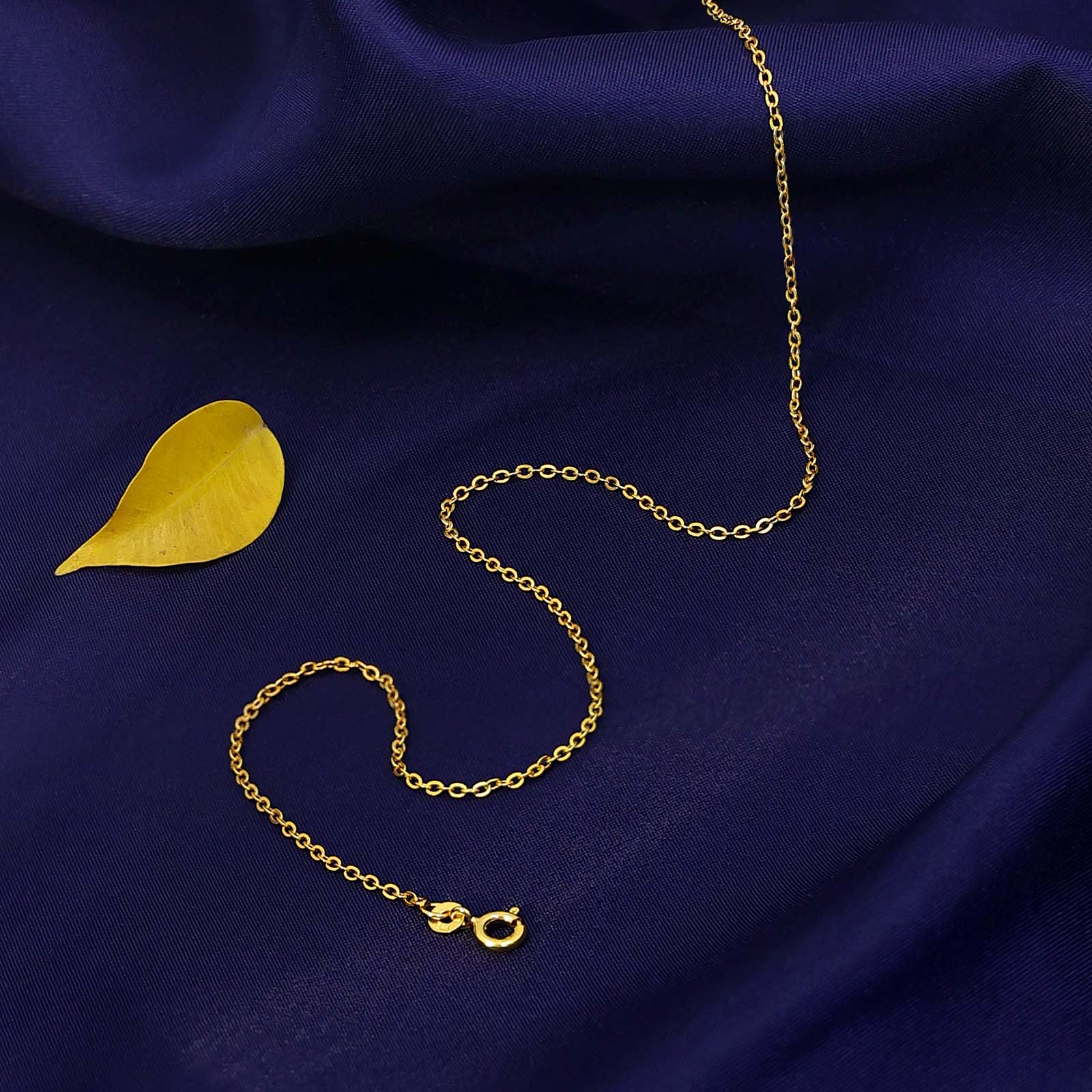 Pure 925 Silver Chain - ROLO Gold Finish Design For Women - Tweov Jewels