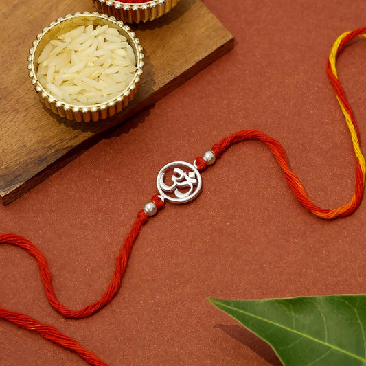 Pure 925 Silver Rakhi - Om Pendant Rakhi Thread - Tweov Jewels
