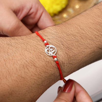Pure 925 Silver Rakhi - Om Pendant Rakhi Thread - Tweov Jewels