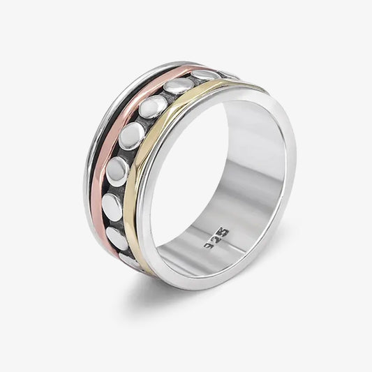 Multitoned Design Silver Band Ring