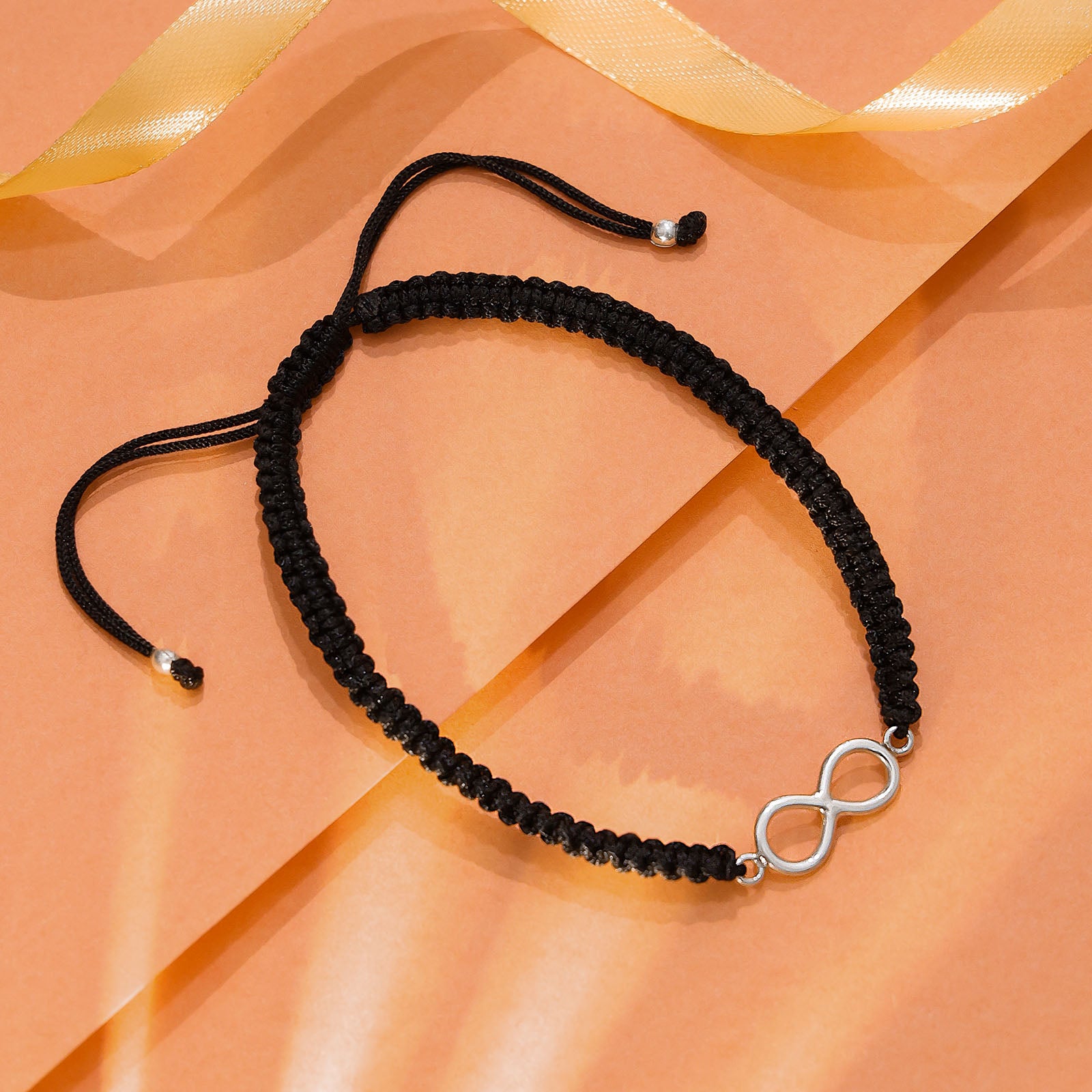 Pure Sterling Silver Infinity Black Thread Anklet - Tweov Jewels