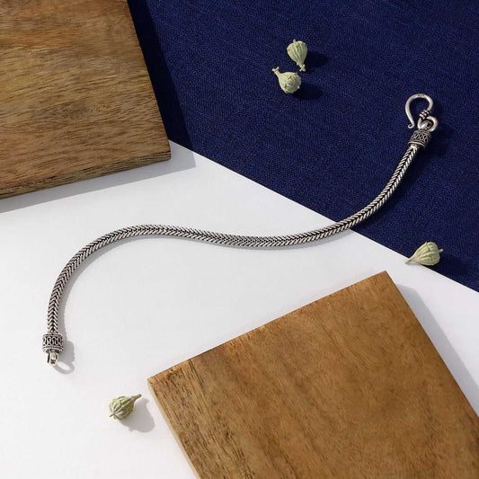 Pure Silver Bracelet for men - Oxidised Snake Chain Style - Tweov Jewels