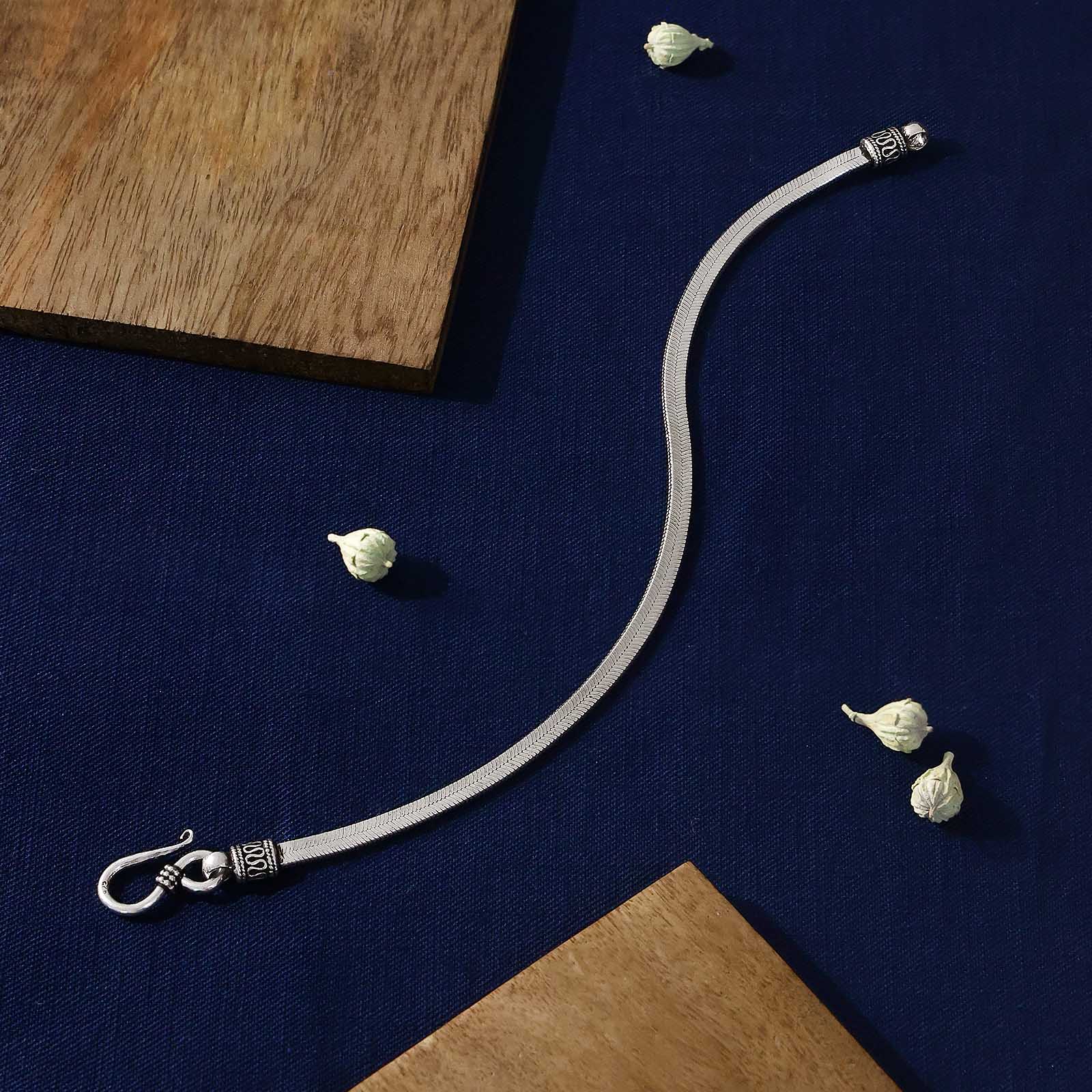 Pure Silver mens Bracelet - Sleek and Slender Bali Style Bracelet - Tweov Jewels